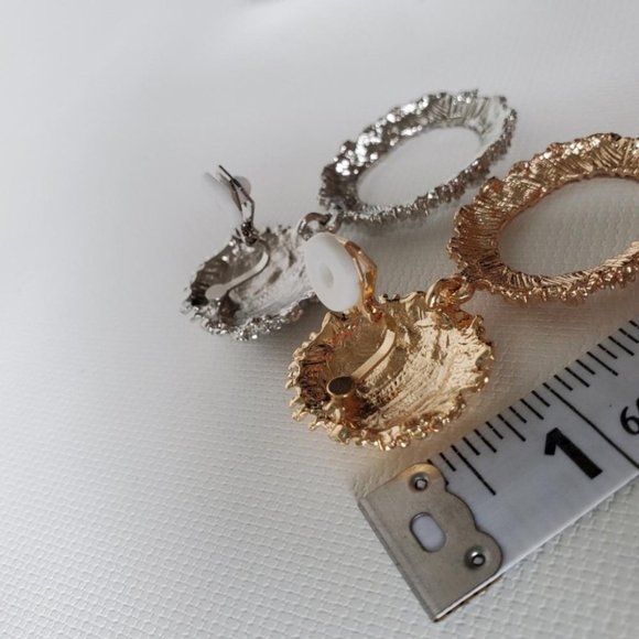 Clip On Oversized Statement Silver Earrings - Picture 3 of 6